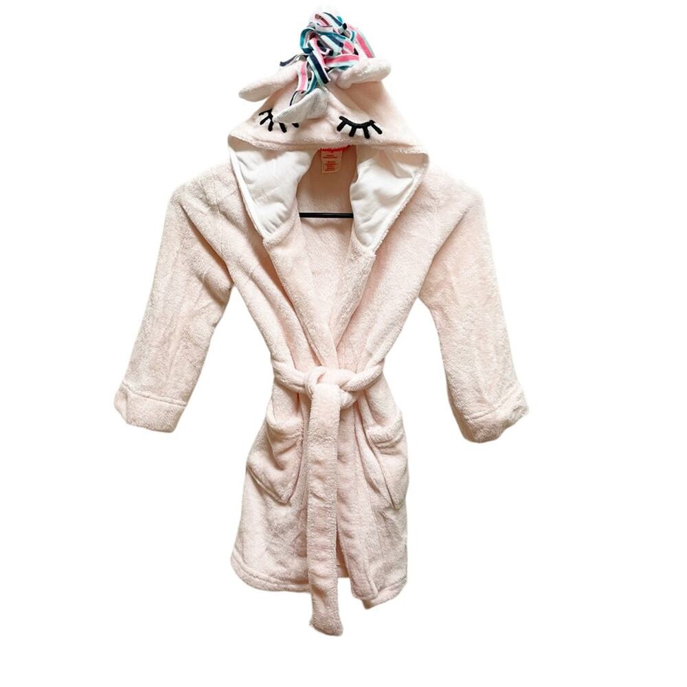 Cat & Jack Pink Unicorn Plush Hooded Bath Robe XS 4/5